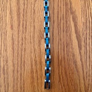 Blue and silver stainless steel Chain Bracelet